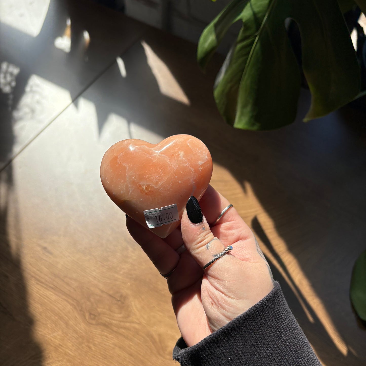 orange calcite heart