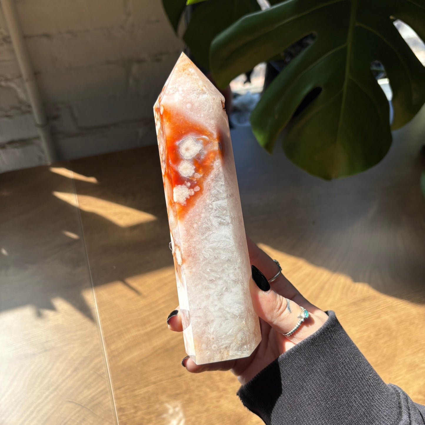 carnelian x flower agate tower
