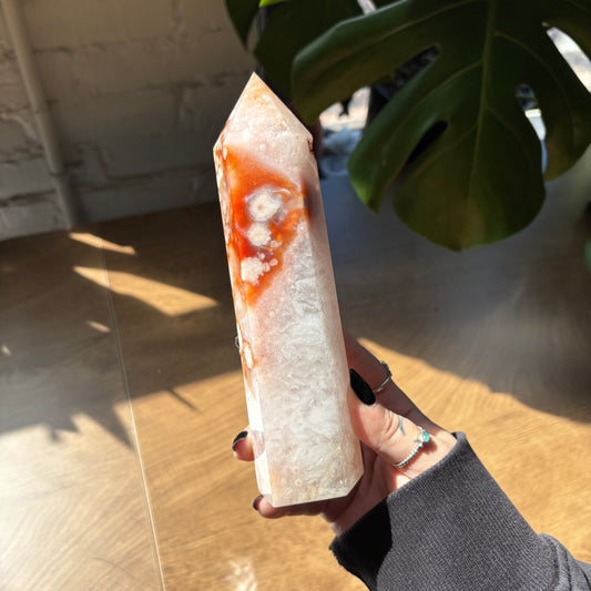 carnelian x flower agate tower