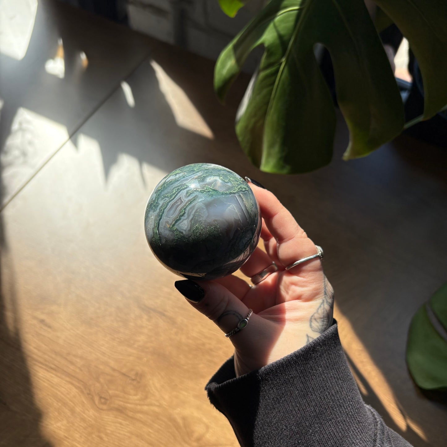 moss agate sphere