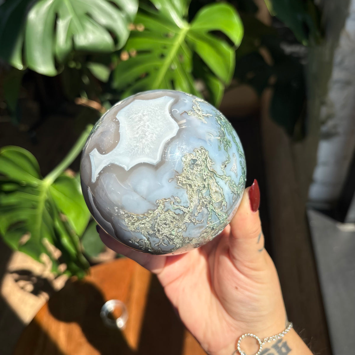moss agate sphere